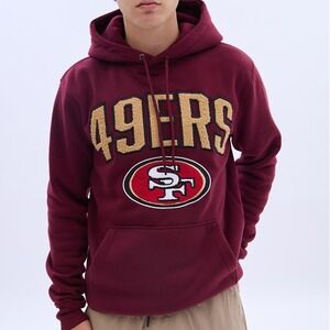 Rare - San Francisco 49ers NFL Burgundy Hoodie Fleece Lined Pullover Adult Large